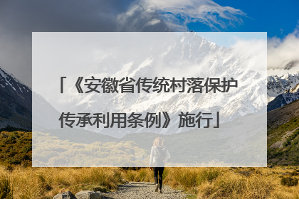 《安徽省传统村落保护传承利用条例》施行