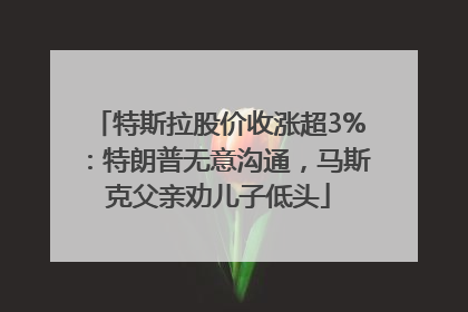 特斯拉股价收涨超3%：特朗普无意沟通，马斯克父亲劝儿子低头