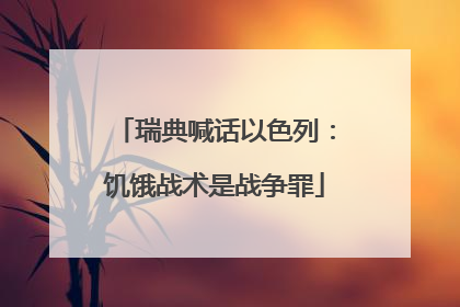 瑞典喊话以色列：饥饿战术是战争罪