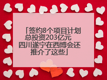 签约8个项目计划总投资203亿元 四川遂宁在西博会还推介了这些