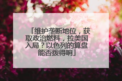 维护垄断地位，获取政治燃料，拉美国入局？以色列的算盘能否拨得响
