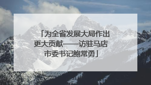 为全省发展大局作出更大贡献——访驻马店市委书记鲍常勇