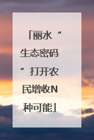 丽水“生态密码”打开农民增收N种可能