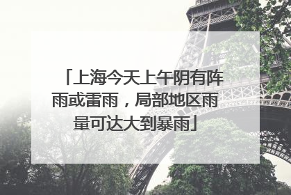 上海今天上午阴有阵雨或雷雨，局部地区雨量可达大到暴雨