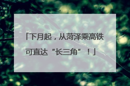 下月起，从菏泽乘高铁可直达“长三角”！