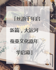 丝韵千年启新篇，大运河蚕桑文化嘉年华启幕