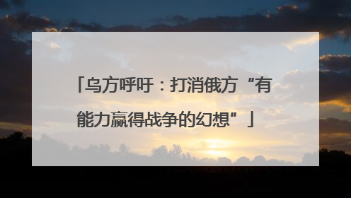 乌方呼吁：打消俄方“有能力赢得战争的幻想”