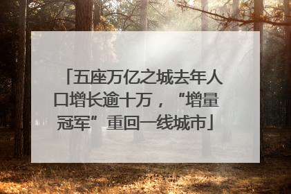五座万亿之城去年人口增长逾十万，“增量冠军”重回一线城市