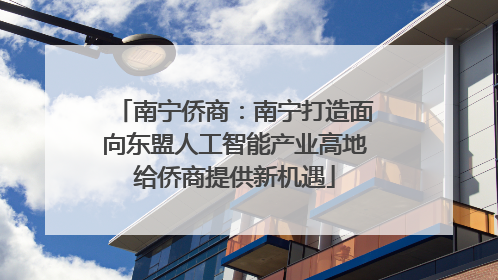 南宁侨商：南宁打造面向东盟人工智能产业高地给侨商提供新机遇
