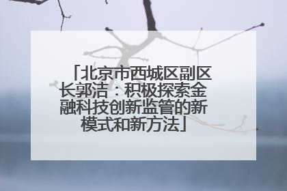 北京市西城区副区长郭洁：积极探索金融科技创新监管的新模式和新方法