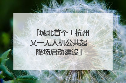 城北首个！杭州又一无人机公共起降场启动建设