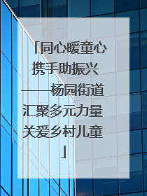 同心暖童心 携手助振兴——杨园街道汇聚多元力量关爱乡村儿童