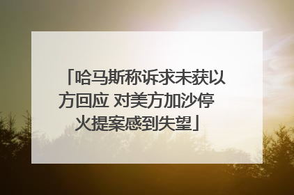 哈马斯称诉求未获以方回应 对美方加沙停火提案感到失望