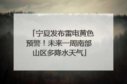 宁夏发布雷电黄色预警！未来一周南部山区多降水天气