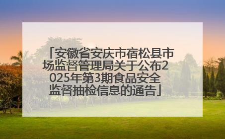 安徽省安庆市宿松县市场监督管理局关于公布2025年第3期食品安全监督抽检信息的通告
