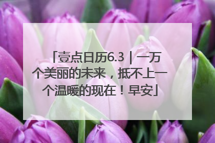 壹点日历6.3｜一万个美丽的未来，抵不上一个温暖的现在！早安