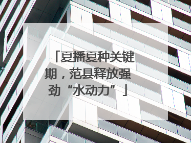 夏播夏种关键期，范县释放强劲“水动力”