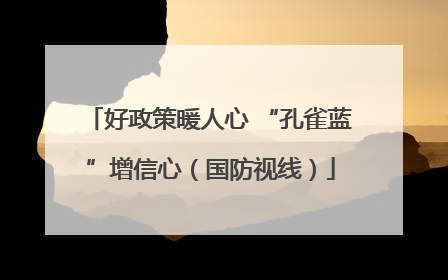 好政策暖人心 “孔雀蓝”增信心（国防视线）