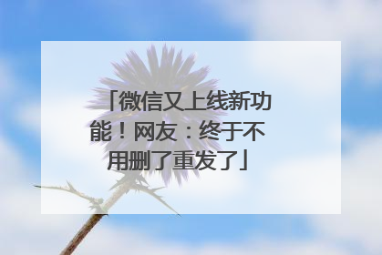微信又上线新功能！网友：终于不用删了重发了