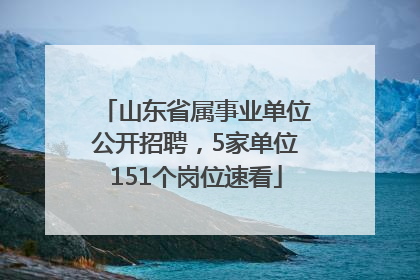 山东省属事业单位公开招聘，5家单位151个岗位速看