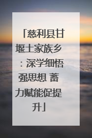 慈利县甘堰土家族乡：深学细悟强思想 蓄力赋能促提升
