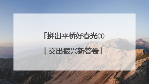 拼出平桥好春光③｜交出振兴新答卷