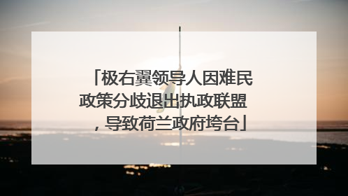 极右翼领导人因难民政策分歧退出执政联盟，导致荷兰政府垮台