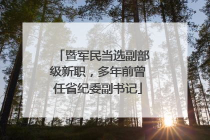 暨军民当选副部级新职，多年前曾任省纪委副书记