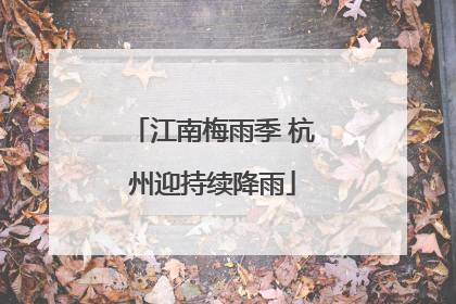 江南梅雨季 杭州迎持续降雨