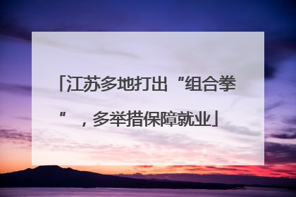 江苏多地打出“组合拳”，多举措保障就业
