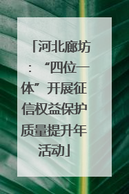 河北廊坊：“四位一体”开展征信权益保护质量提升年活动
