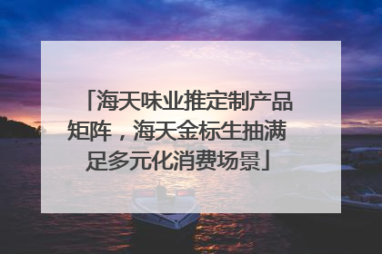 海天味业推定制产品矩阵，海天金标生抽满足多元化消费场景