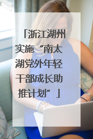 浙江湖州实施“南太湖党外年轻干部成长助推计划”