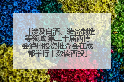 涉及白酒、装备制造等领域 第二十届西博会泸州投资推介会在成都举行丨数读西投
