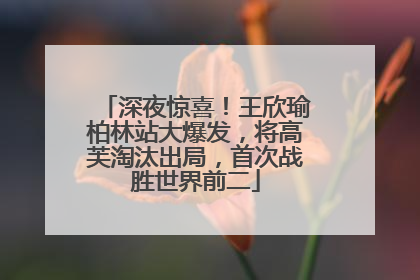 深夜惊喜！王欣瑜柏林站大爆发，将高芙淘汰出局，首次战胜世界前二
