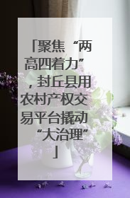 聚焦“两高四着力”，封丘县用农村产权交易平台撬动“大治理”