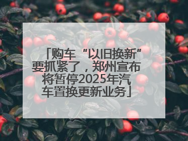 购车“以旧换新”要抓紧了，郑州宣布将暂停2025年汽车置换更新业务
