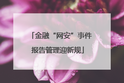 金融“网安”事件报告管理迎新规