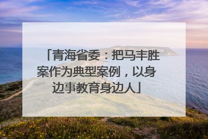 青海省委：把马丰胜案作为典型案例，以身边事教育身边人