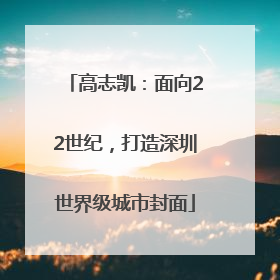 高志凯：面向22世纪，打造深圳世界级城市封面