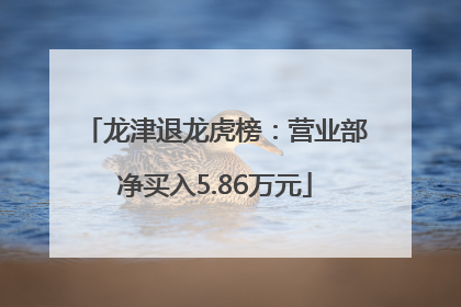 龙津退龙虎榜：营业部净买入5.86万元