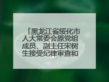 黑龙江省绥化市人大常委会原党组成员、副主任宋树生接受纪律审查和监察调查