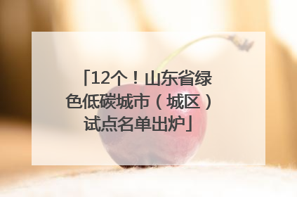 12个！山东省绿色低碳城市（城区）试点名单出炉