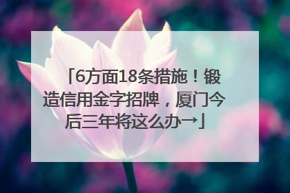 6方面18条措施！锻造信用金字招牌，厦门今后三年将这么办→